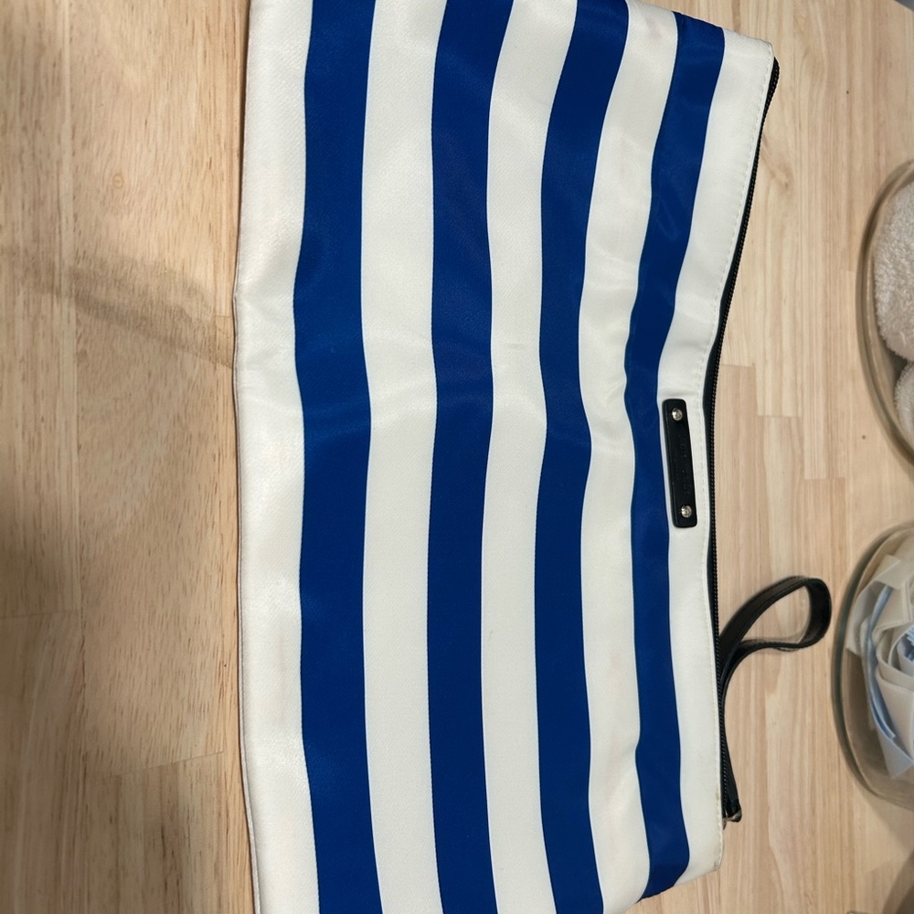 Kate Spade Blue and White Striped clutch or tote